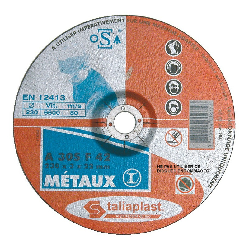 Disque abrasif pour métaux Ø230 - à l'unité